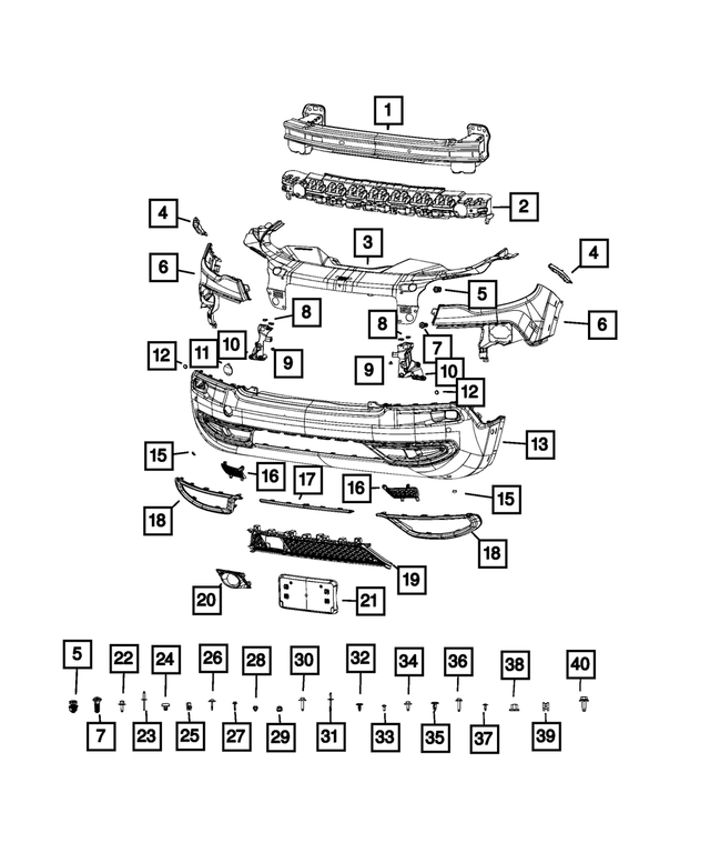 68378459AA - Frame, Bumper and Fascia: Front Bumper Beam for Mopar Image