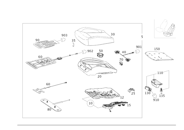 2929103105 - Driver Seat: Driver Seat Cushion for Mercedes-Benz: GL350, GL450, GL550, GL63 AMG, GLE300d, GLE350, GLE400, GLE43 AMG, GLE450 AMG, GLE550e, GLE63 AMG, GLE63 AMG S, GLS350d, GLS450, GLS550, GLS63 AMG, ML250, ML350, ML400, ML550, ML63 AMG Image image