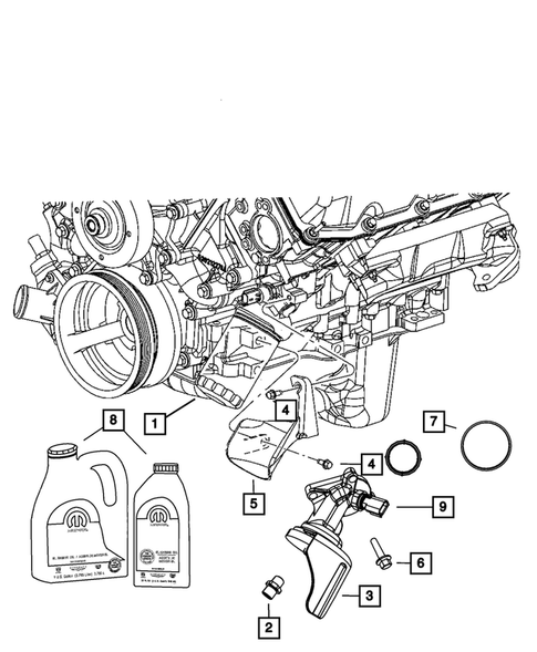 Engine Oiling, Oil Pan and Indicator (Dipstick) for 2009 Jeep Grand Cherokee #1