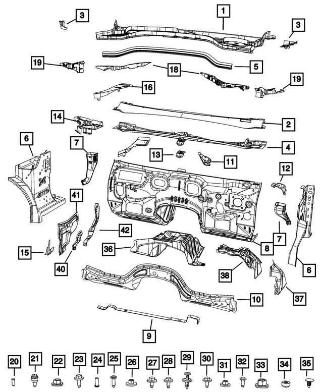 68591259AA - : Hood To Cowl Weatherstrip for Mopar Image