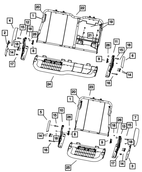 Rear Seats - Second Row Adjusters, Recliners, Shields and Risers for 2012 Ram 1500 #0