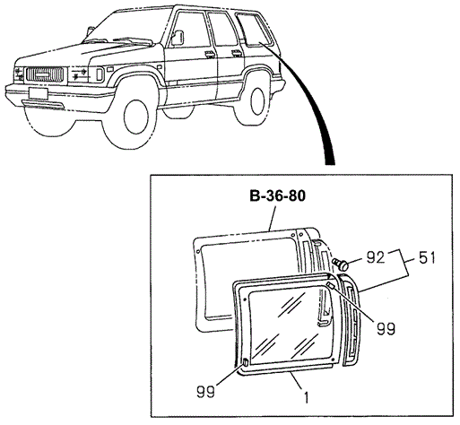 Quarter Glass for 1997 Acura SLX #0