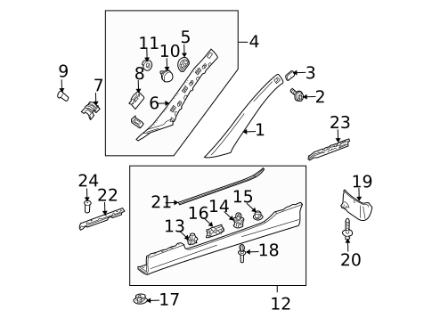 Exterior Trim - Pillars for 2008 Mercedes-Benz SLK55 AMG #0