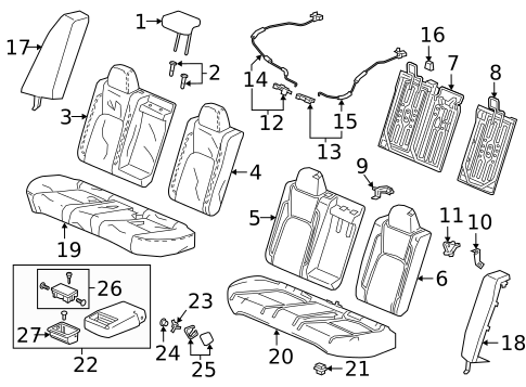 Rear Seat Components for 2019 Honda Clarity #0