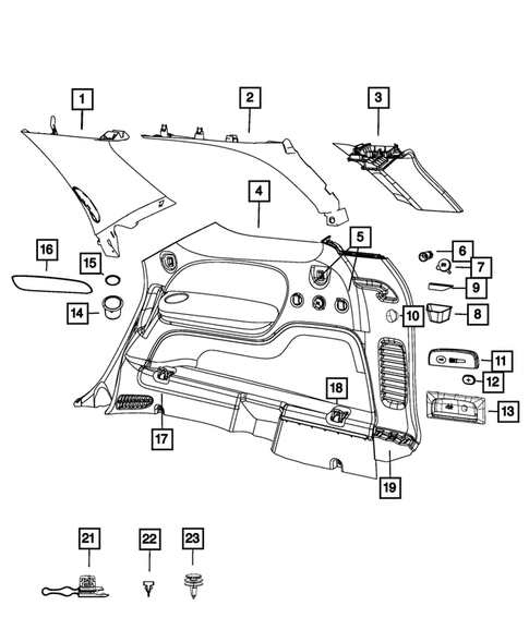 Panels-Moldings-Scuff Plates, Pillar, Cowl, 1/4 Panel Trim and Cargo Covers for 2015 Dodge Durango #0