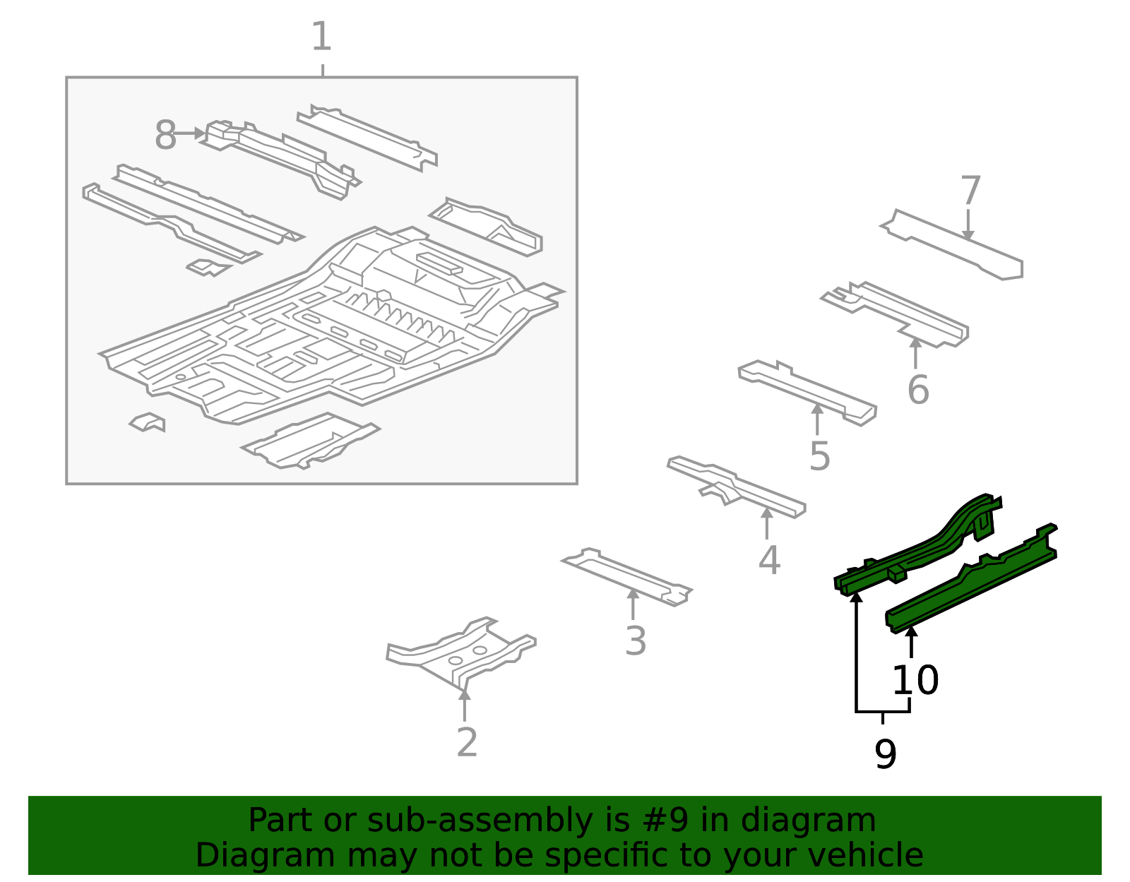 2006-2008 Honda Ridgeline Floor Side Rail 65160-SJC-A00ZZ | OEM Parts ...