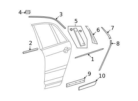 Exterior Trim - Rear Door for 2004 Volkswagen Phaeton #0