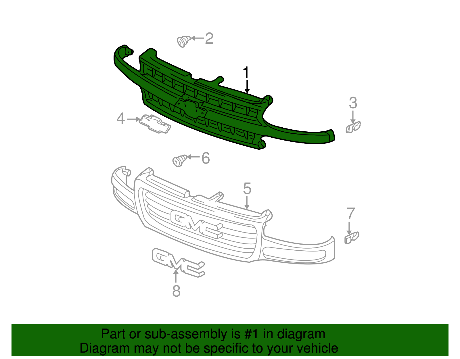 2001-2002 Chevrolet Front Grille 15088290 | Capital Chevy Parts