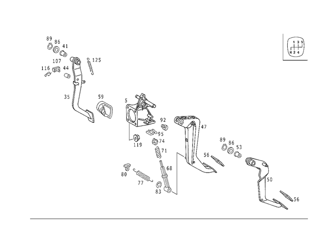 2022900119 - Pedal Assembly: Bearing Bracket for Mercedes-Benz: C220, C230, C280, C43 AMG Image image