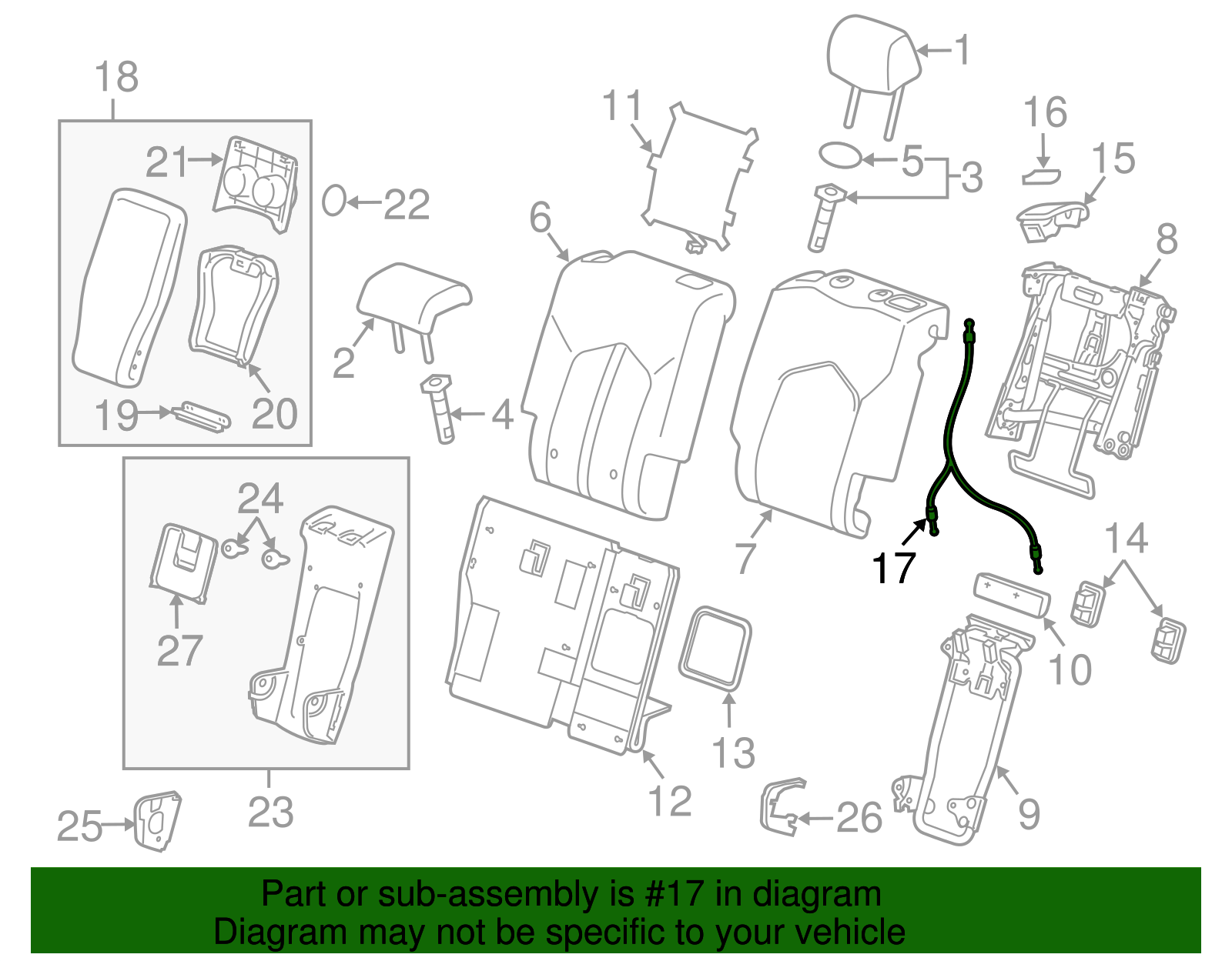2010-2016 Cadillac SRX Rear Seat Latch Cable 20925549 | Capital Chevy Parts