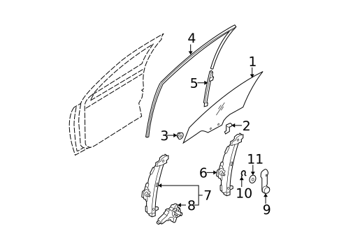 Glass - Door for 2008 Hyundai Accent #0