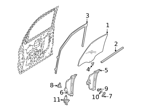 Glass - Front Door for 2007 Ford Escape #0