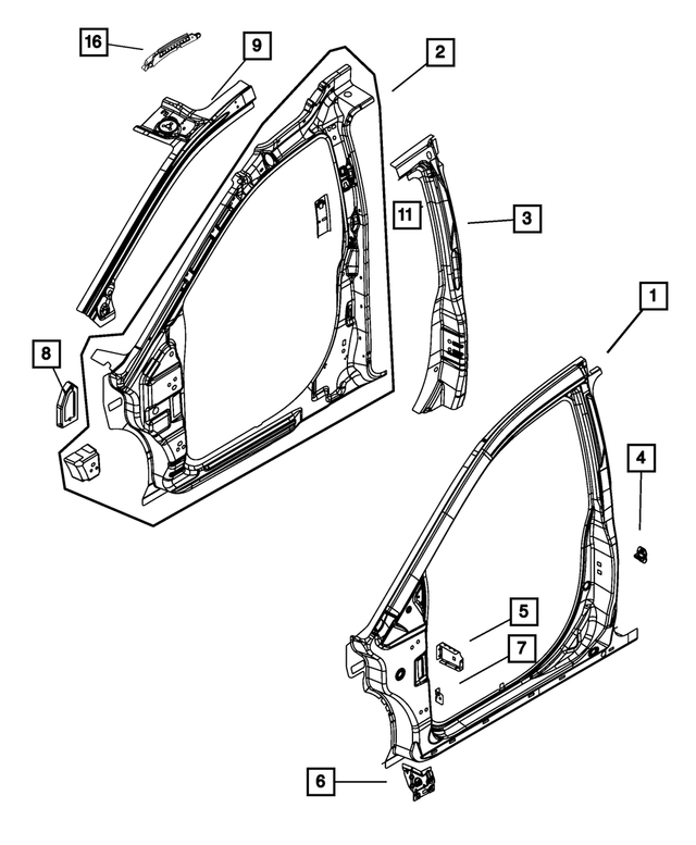 5020993AA - Body Sheet Metal Except Doors: Sill Reinforcement, Left for Mopar Image