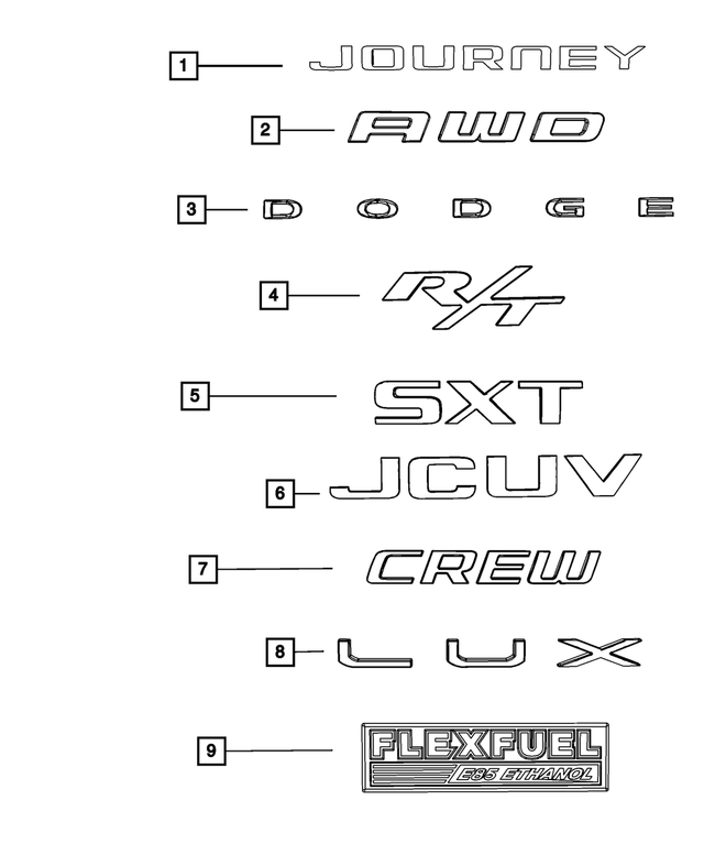 5113652AA - Exterior Ornamentation: Nameplate for Mopar Image