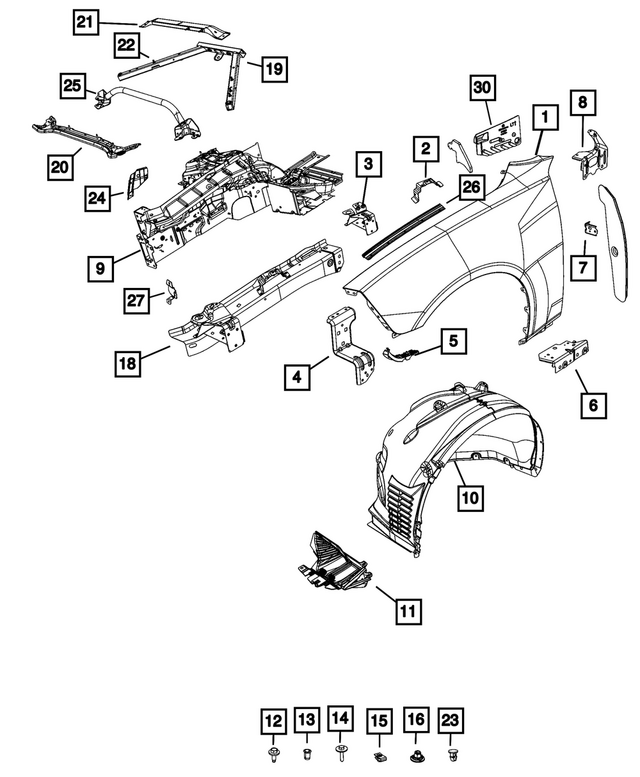 68590435AI - : Front Fender, Left for Mopar Image