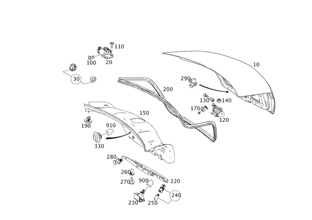 245459726 - Trunk Lid: Coupling, Mechanical for Mercedes-Benz Image image