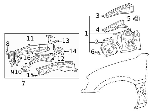 Structural Components & Rails for 1996 Toyota RAV4 #0