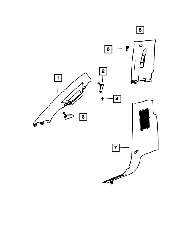 « 7KF73TX7AA – Interior Trim : Pied Avant Moulure, Côté Gauche pour Mopar Image »