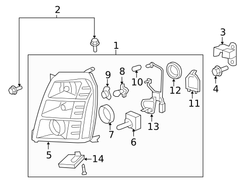 Headlamp Components for 2012 Cadillac Escalade #0
