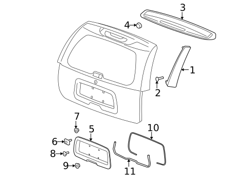Exterior Trim - Lift Gate for 2007 GMC Envoy #1