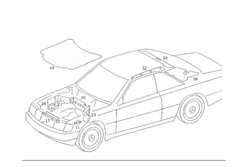 Insulation in Engine Compartment, on Roof Rail and Rear End Pillar for 1992 Mercedes-Benz 300CE #0