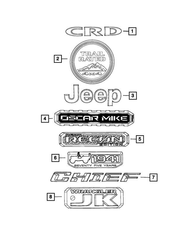 68222314AA - Exterior Ornamentation: Nameplate for Mopar Image