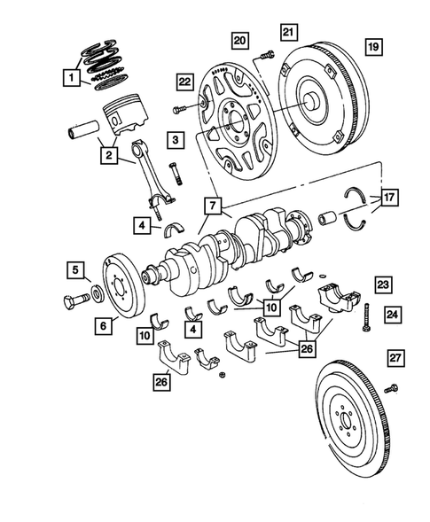 Crankshaft, Pistons and Torque Converter for 2004 Dodge Durango #0