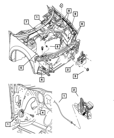 Hood & Hood Release for 2003 Dodge Stratus #1
