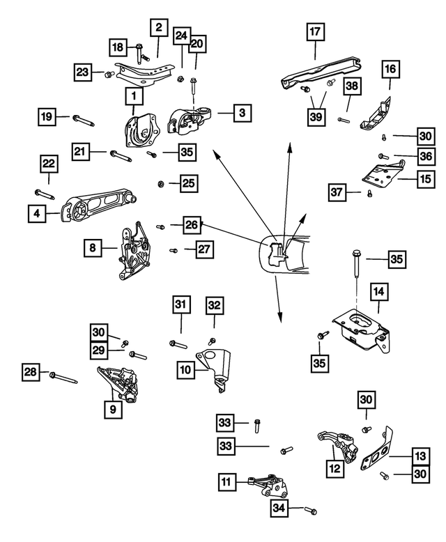 4668865AC - Engine Mounting: Torque Reaction Bracket for Mopar Image image