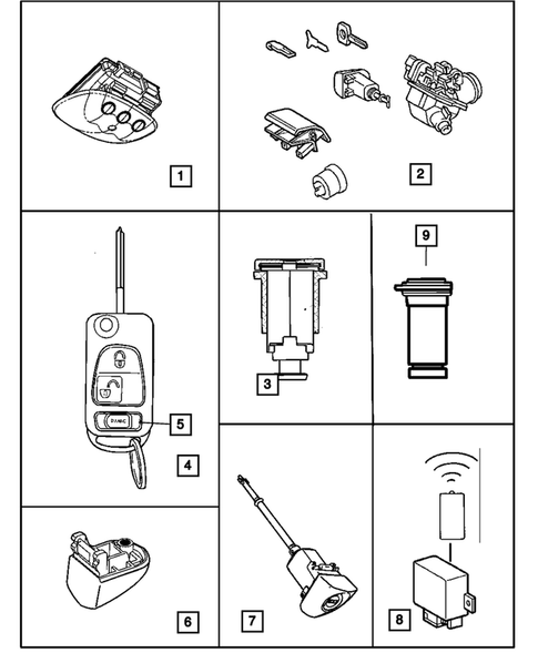 Lock Cylinders and Keys for 2006 Chrysler Crossfire #0