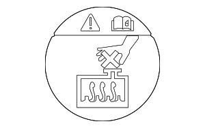 25328B1000 - : Caution Label for Kia: Carnival, EV6, Forte, K4, K5, Niro, Niro EV, Optima, Rio, Seltos, Sorento, Sportage, Stinger, Telluride Image