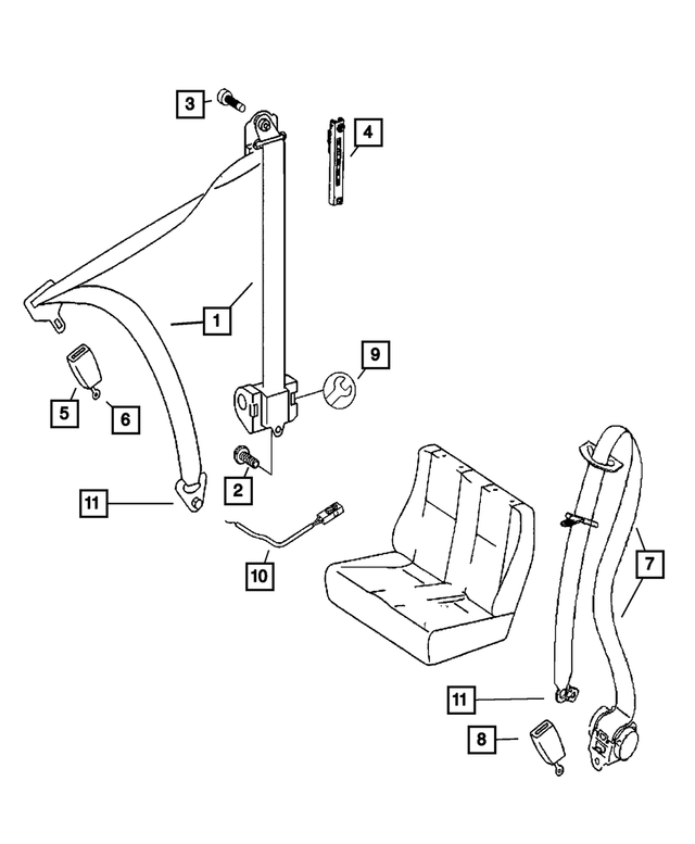 5124982AA - Interior Trim: Buckle Half Seat Belt, Passenger Side for Mopar Image