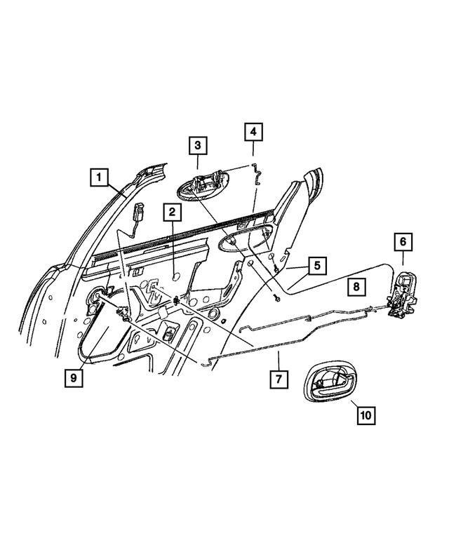 QN16XDVAF - Doors and Related Parts: Door Latch Knob And Link, Right for Mopar Image