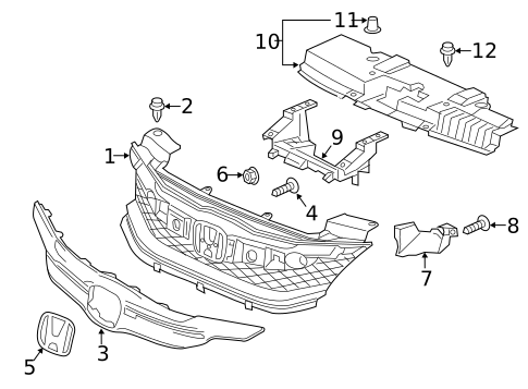 Grille & Components for 2016 Honda Accord #1