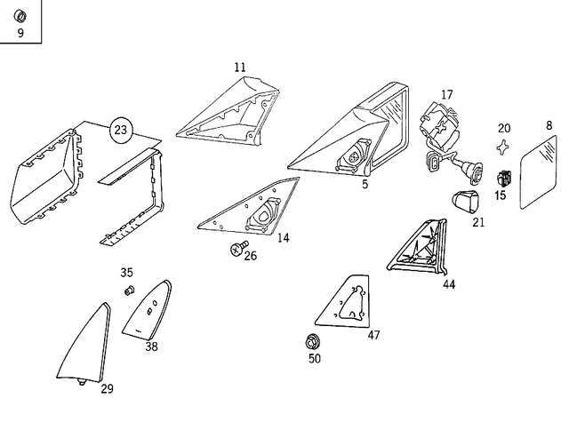 1248106816 - Front Doors: Outside Rearview Mirror for Mercedes-Benz: 190, 190D, 190E, 200, 200D, 300D, 300E Image image