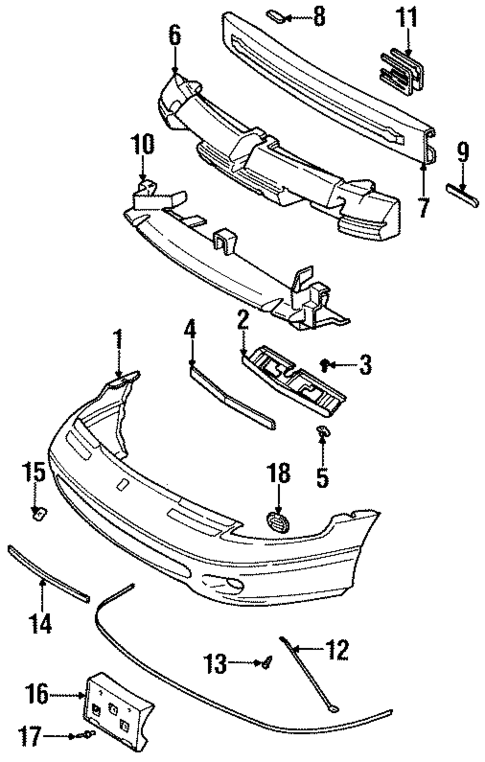 Bumper & Components - Front for 1996 Saturn SC2 #0