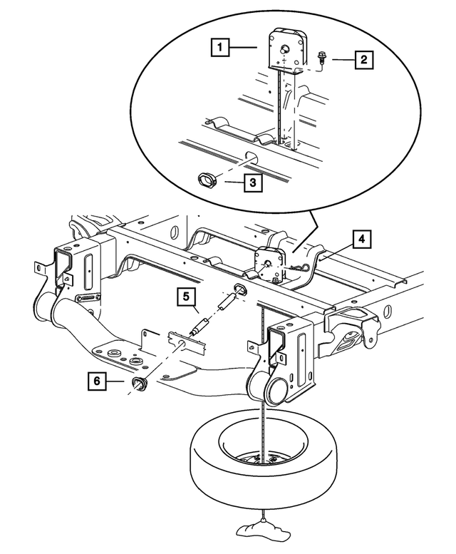 « 55366492AL – Wheels, Covers and Jacks : Support De Roue De Secours Treuil pour Mopar Image »