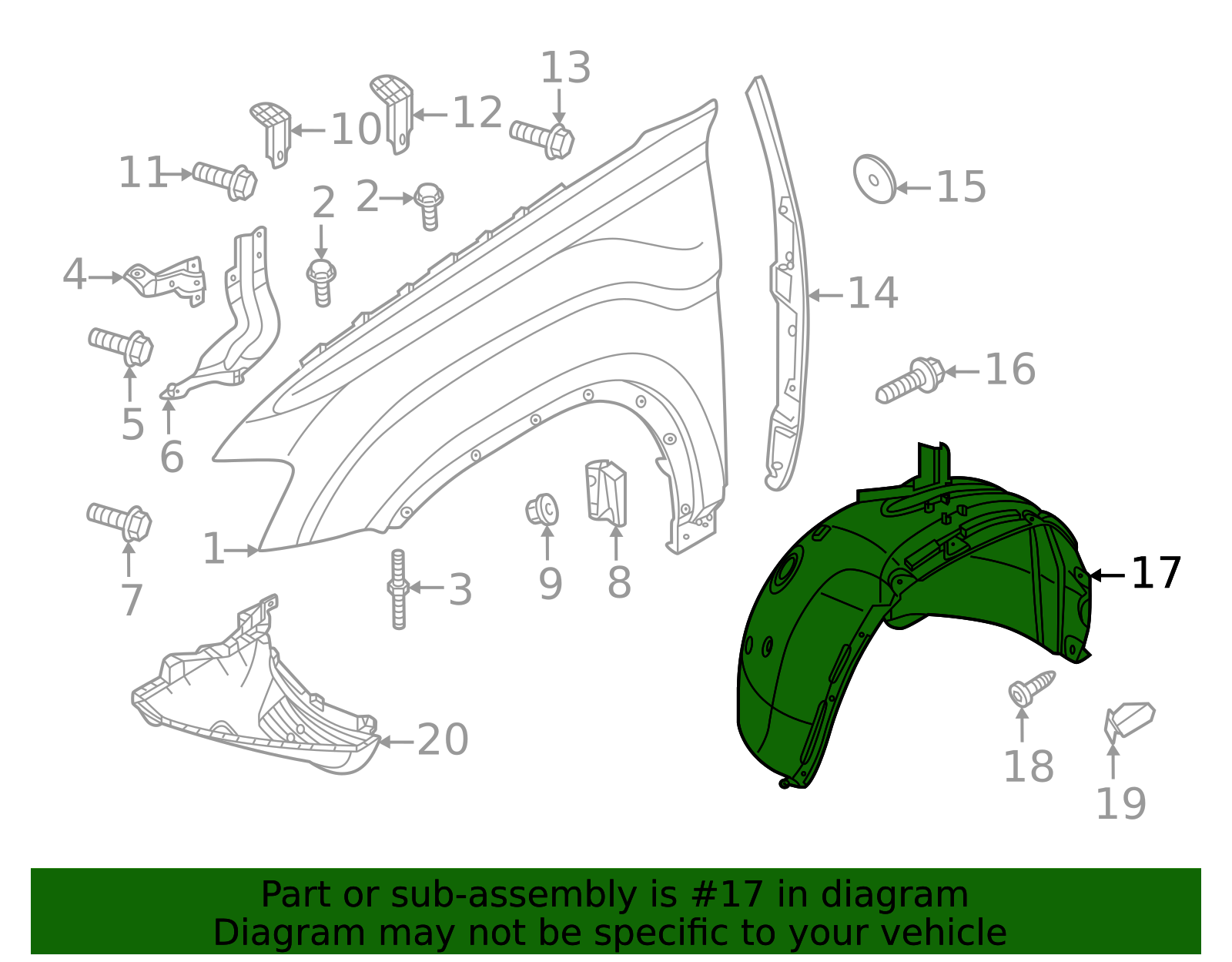 Garage-Pro Fender Liner SET Compatible With 2013-2017 Volkswagen CC Front Driver And Passenger Side Front Section