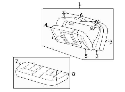 Rear Seat Components for 2001 Ford Taurus #1