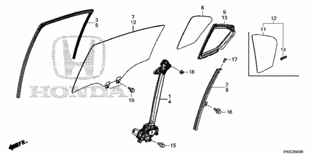 Rear Door Glass - Door Regulator for 2015 Honda Civic #0