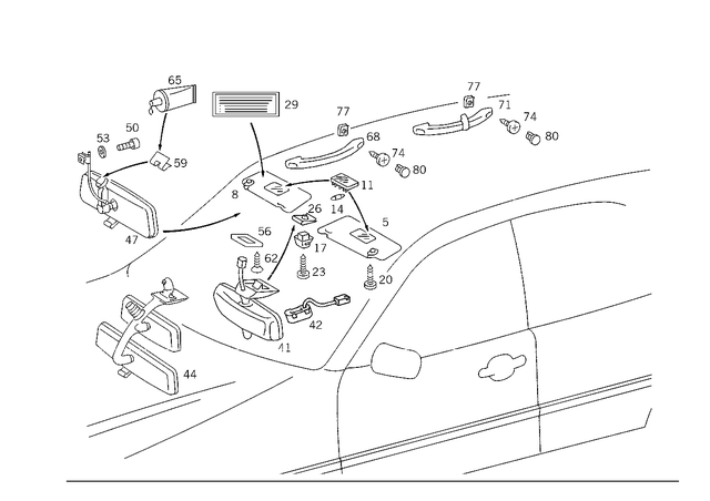 2108100710 - Covering and Lining: Sun Visor for Mercedes-Benz: C220, C230, C280, C43 AMG, E420, E430 Image image