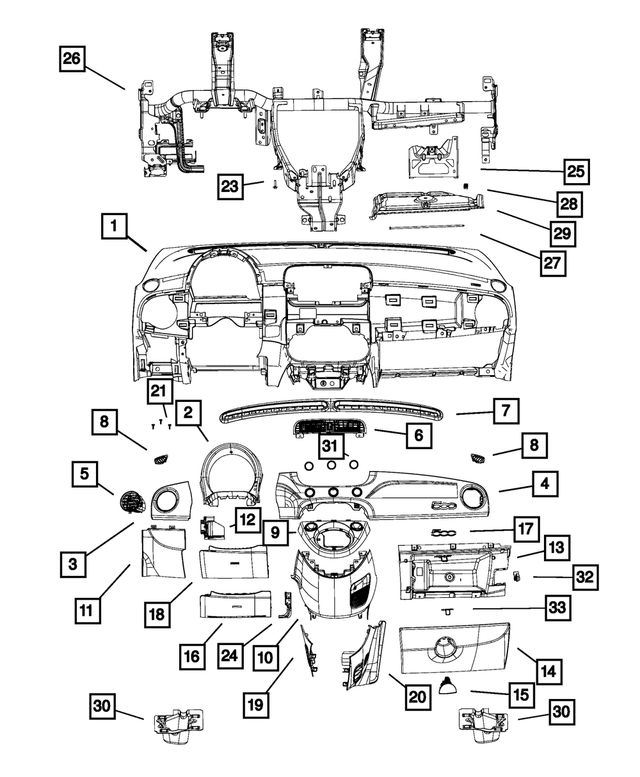 « 5SV56JXWAB –  : Panneau D`instruments Boite A Gants pour Mopar Image »