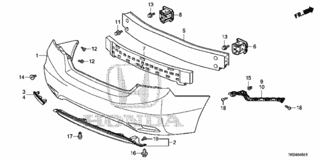 Rear Bumper (2) for 2015 Honda Civic #0