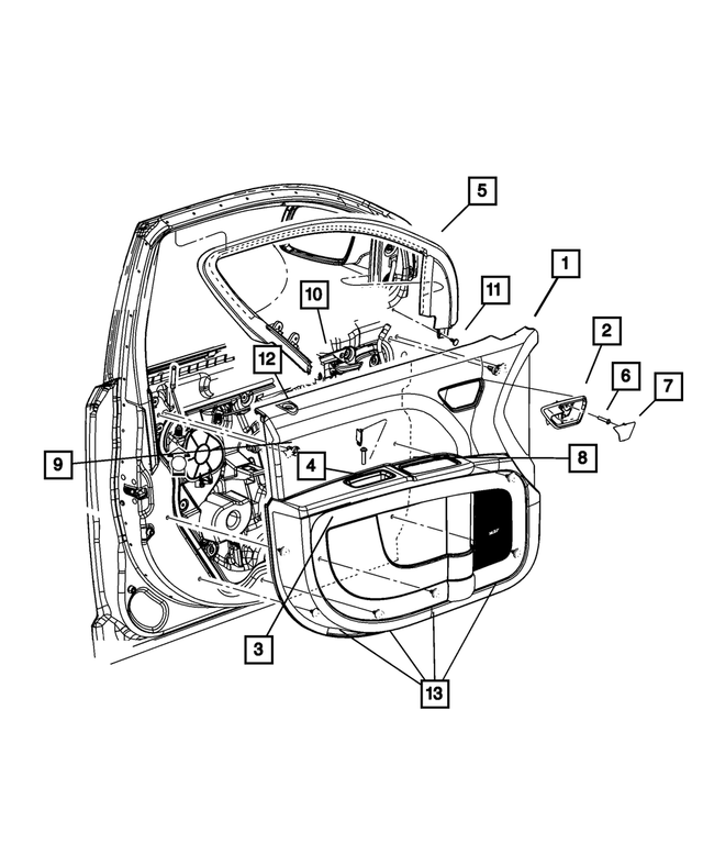 1QF241XLAH - Interior Trim: Front Door Trim Panel, Right for Mopar Image