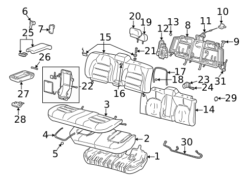 Rear Seat Components for 2004 Cadillac DeVille #0