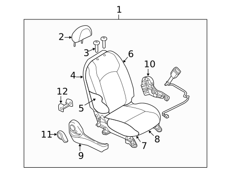 Passenger Seat Components for 2017 Nissan Versa Note #0