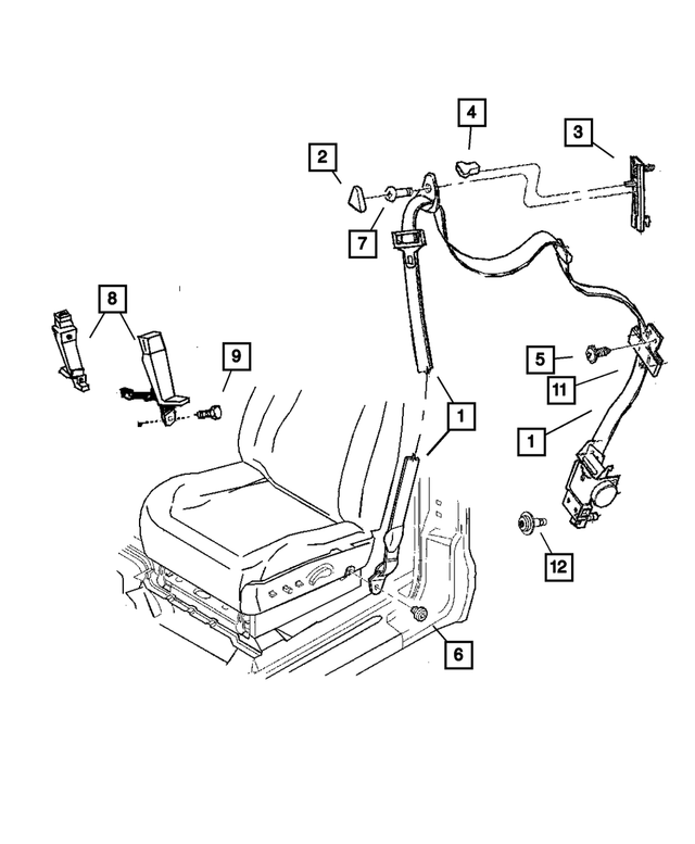 5HM101L5AE - : Front Outer Seat Belt, Right for Mopar Image