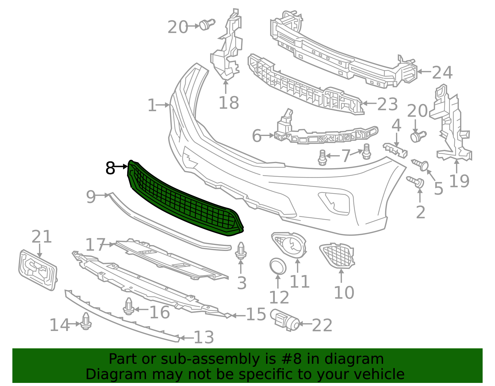 71103-T3V-A01 - 2014 Honda Accord - Grille Front Bumper (Lower) | All ...
