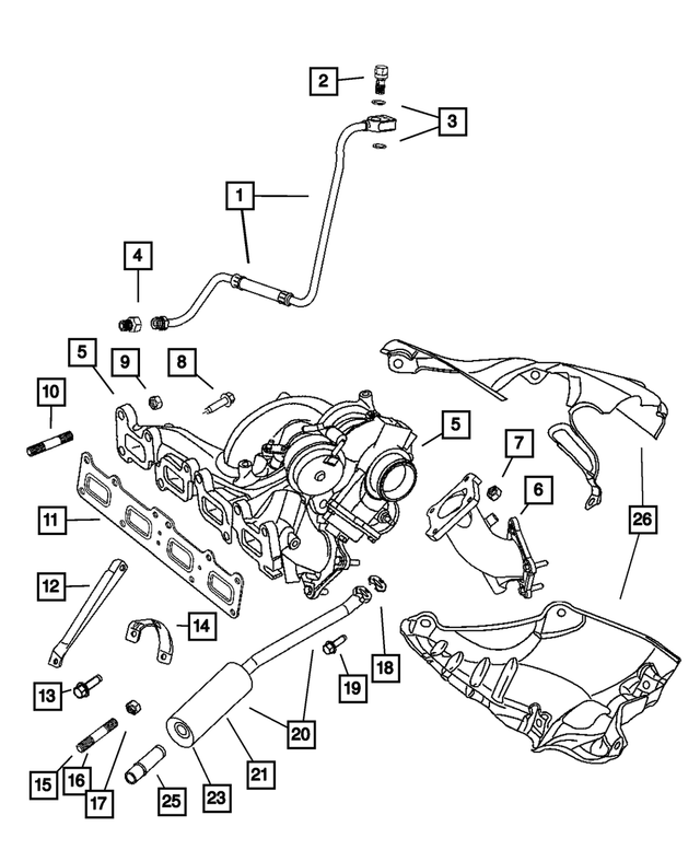 4884234AC - Engine 2.4L Four Cylinder: Exhaust Manifold/turbocharger for Mopar Image