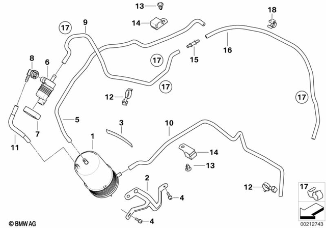 16131464924 - Fuel Supply: Activated Charcoal Filter -  for BMW-Motorrad Image